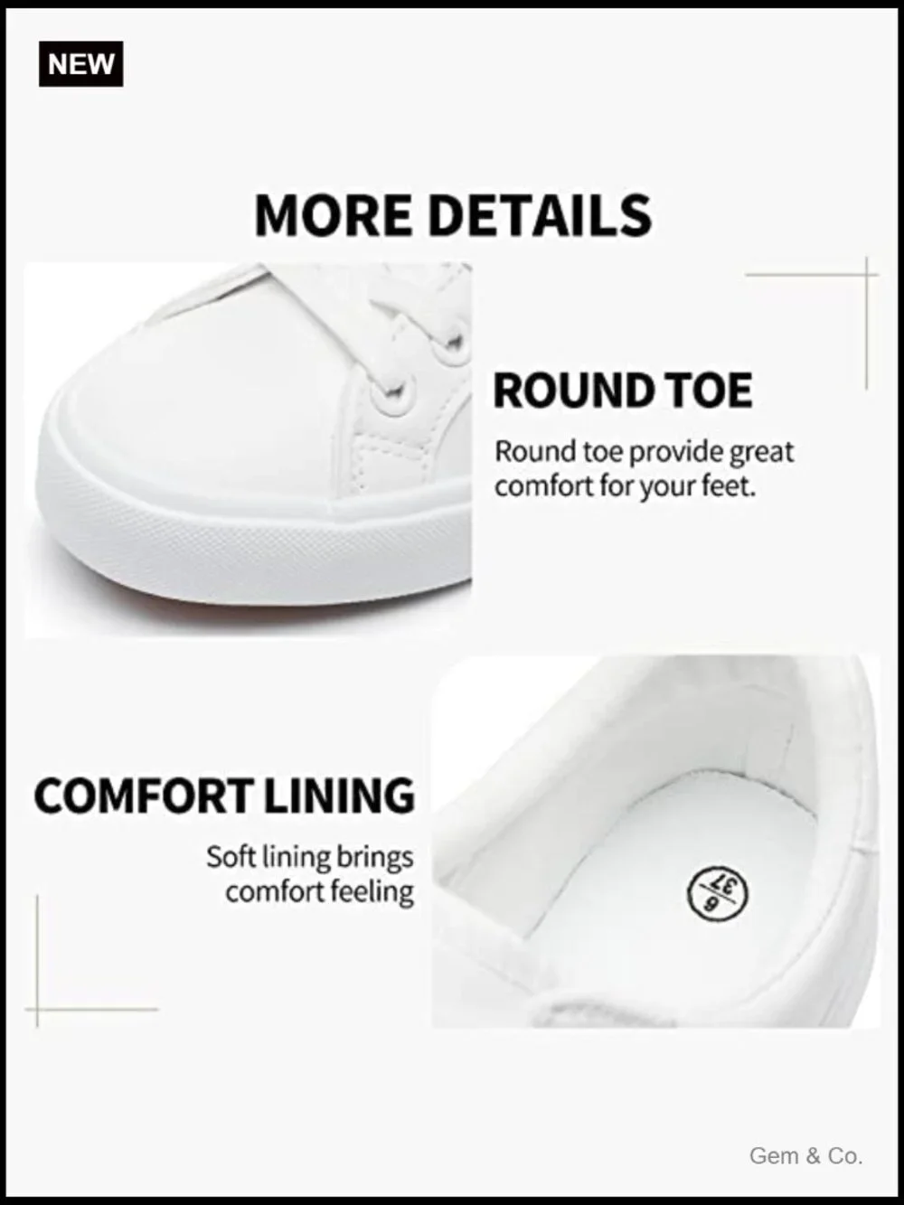 Water-Resistant PU Leather Lace-Up Casual Walking Sneakers